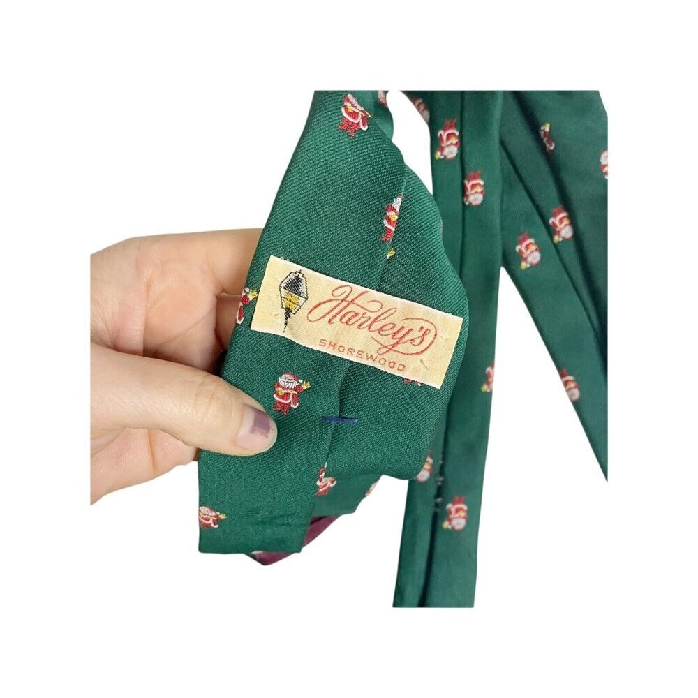 Harley Shoemaker Christmas Necktie‎ Santa Tie Green Holiday - Picture 4 of 4